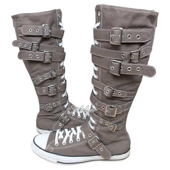 Converse 2012 XXHI 7 Strap Buckle Zipper Knee High Sneaker Boot M9.5 W11.5 RARE - Picture 1 of 14